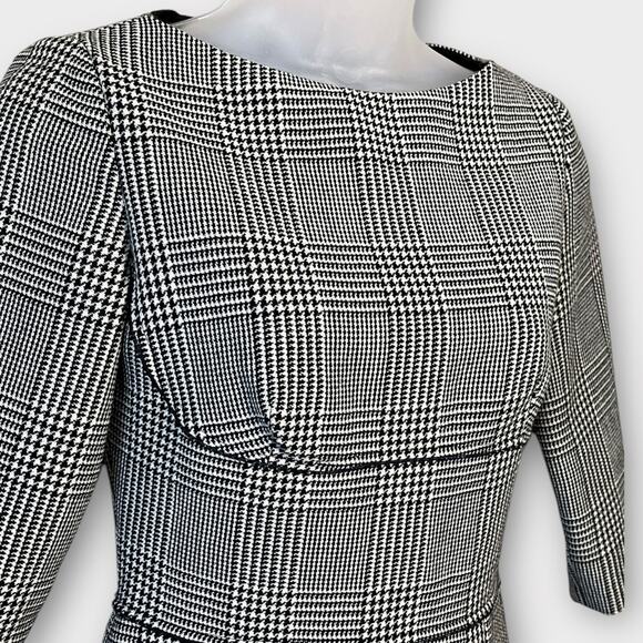 STELLA MCCARTNEY Black & White Houndstooth Sheath Dress 3/4 Sleeve Size 36 XS - Picture 3 of 7